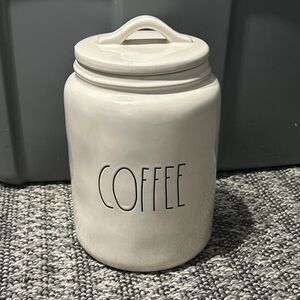 Rae Dunn White Ceramic “Coffee” Canister Cookie Jar with Lid
